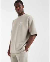 ASOS - Oversized T-Shirt Van Super Zware Stof Met Borduursel Op De Borst - Lyst