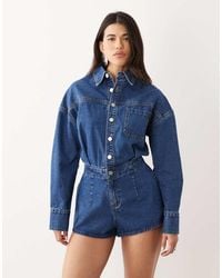 Noughts & Kisses - Denim Cinched Waist Playsuit - Lyst