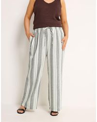 Yours Clothing - Stripe Linen Look Trousers - Lyst