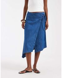 ASOS - Denim Asymmetric Wrap Skirt - Lyst