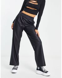ONLY - Faux Leather Elasticated Waist Straight Leg Trousers - Lyst