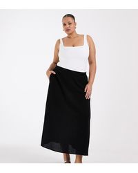 Vero Moda - Linen Touch Midi Skirt - Lyst