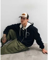 ASOS - Relaxed Boxy Zip Through Hoodie With Print And Contrast Hood - Lyst