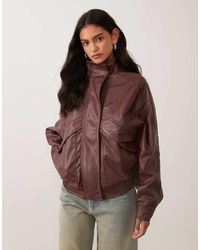 Cotton On - Faux Leather Funnel Neck Bomber Jacket - Lyst