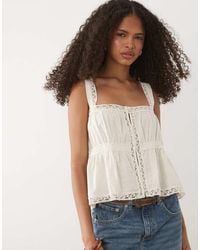 Mango - 100% Cotton Button Front Embroidered Cami Top - Lyst