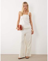 Mango - Daria Linen Mix Straight Leg Trouser Co-ord With Embroidered Detail - Lyst