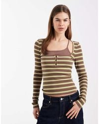 ASOS - Long Sleeve Double Layer With Button Detail Top - Lyst