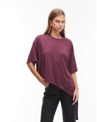 ASOS - Longline T-Shirt With Long Drape Front Detail - Lyst