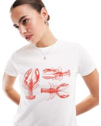 ASOS - T-shirt mini bianca con grafica di aragosta - Lyst