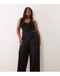 ASOS - Asos Design Curve Slinky Twill Tailored Slouchy Wide Leg Trouser - Lyst