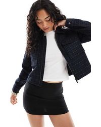 ONLY - Cropped Jack Van Bouclé Met Ritssluiting - Lyst