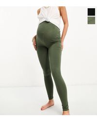 Mama.licious - Pack De 2 Leggings De Color Negro Y Caqui De Algodón De Mamalicious Maternity - Lyst