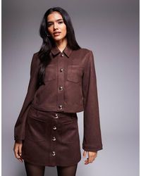 Bardot - Lorenzo Faux Suede Button Front Shacket Co-Ord - Lyst
