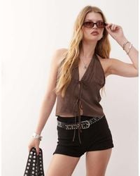 Weekday - Halter Neck Top With Tie Front Detail - Lyst