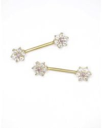 Lovisa - Plated Surgical Steel Cubic Zirconia Flower Nipple Bars 2-Pack - Lyst