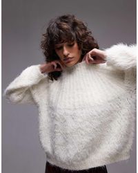 TOPSHOP - Knitted Super Fluffy Rib Detail Relaxed Jumper - Lyst