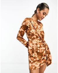 Mango - Tie Detail Print Dress - Lyst
