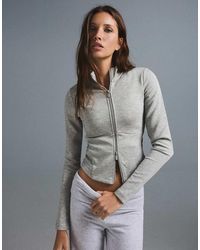 Bershka - Ribbed Zip Jacket - Lyst
