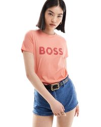 BOSS - Boss - t-shirt à logo ton sur ton - rouge délavé - Lyst