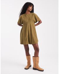 ASOS - Cord T-shirt Mini Dress With Stitching Detail - Lyst