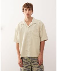 Weekday - Chemise oversize à revers en velours côtelé - beige - Lyst