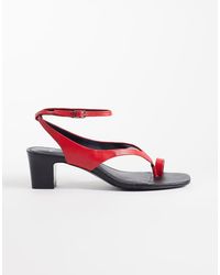 Mango - Sandalen Van 100% Met Blokhak En Enkelbandje - Lyst