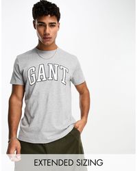 GANT - Camiseta gris jaspeado con logo - Lyst