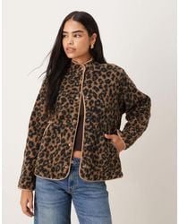 JJXX - Teddy Leopard Print Jacket - Lyst