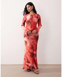 DASKA - Satin Tie Detail Maxi Dress - Lyst