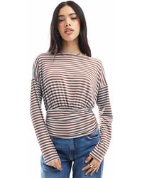 ASOS - Asymmetric One Shoulder Long Sleeve Top With Cinch Waist Detail - Lyst