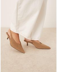ASOS - Sydney - chaussures en suédine à petit talon et bride arrière - taupe - Lyst