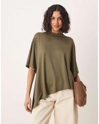 ASOS - Camiseta Extragrande Con Bajo Drapeado De -Azul Marino - Lyst