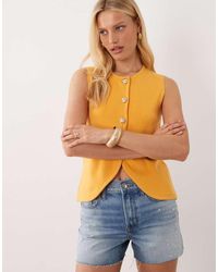 Brave Soul - Compact Knit Waistcoat With Contrast Buttons - Lyst