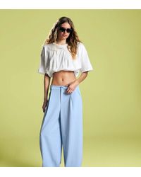 Bershka - Petite Voluminous Trousers With Double Fabric - Lyst