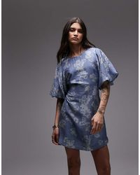 & Other Stories - Mini Dress With Puff Sleeves With Tie-back Belt - Lyst