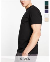 ASOS 5 Pack T-shirt With Crew Neck - Black