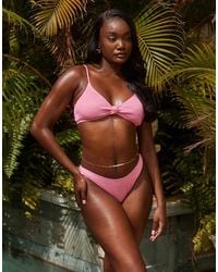 South Beach - Crinkle High Leg Bikini Bottom - Lyst