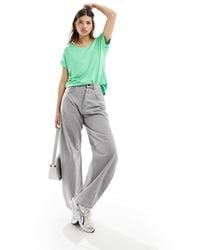 ONLY - Top Verde Claro De Manga Corta Con Cuello Redondo De - Lyst