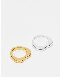 Mango – 2er-pack ringe aus verschiedenen metallen - Weiß