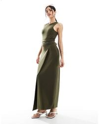 4th & Reckless - Mouwloze Maxi-Jurk Met Drapering En Gestrikte Zijkant - Lyst