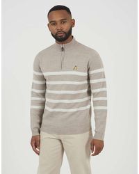 Brave Soul - Quarter Zip Stripe Knitted Jumper - Lyst