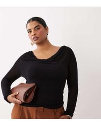 ASOS - Asos Design Curve Fine Knit Cowl Neck Draped Top - Lyst