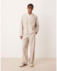 ASOS - Wide Leg Suit Trousers With Linen - Lyst
