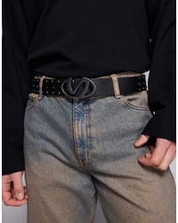 ASOS - Faux Leather Belt With Molten Oval Buckle And Studded Eyelet Faux Leather Belt - Lyst