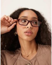 ASOS - Slim Square Clear Lens Glasses - Lyst