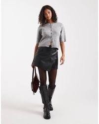 ASOS - Faux Leather Asymmetric Wrap Mini Skirt - Lyst
