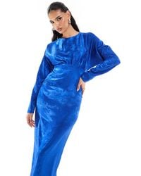 Flounce London - Satin Maxi Dress With Kimono Sleeve - Lyst
