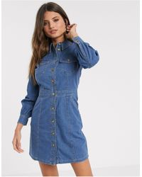 warehouse belted denim dress