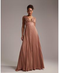 ASOS - Bridesmaid Pleated Cami Maxi Dress With Satin Wrap Waist - Lyst