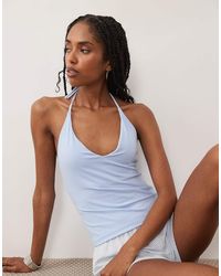 Abercrombie & Fitch - Bra Free V-neck Seamless Halter Top - Lyst